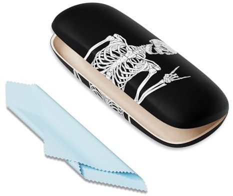 ZAXMEY Eyeglasses Case, Portable Hard Shell Protective Case For Glasses, Eyeglass Holder Box for Women and Men with Cleaning Cloth, Skeleton