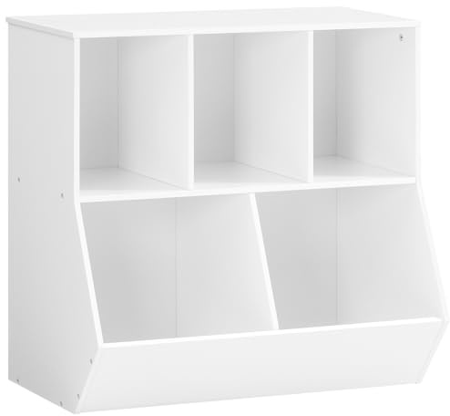 HOOBRO Kids Bookshelf, Bookcase Footboard, 31.5 L Toy Storage Cubby, Children's Toy Shelf, Toy Storage Cabinet, Fit for Children's Room, Playroom, Hallway, Kindergarten, White WT328CW01