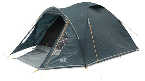 Vango Tay Tent with Porch and Darkened Bedroom, Compact, Lightweight, Dome, Easy to Pitch, Backpacking, Festivals, Wild Camping, Hiking, 3000mm HH (Deep Blue, 300 (3 Person))