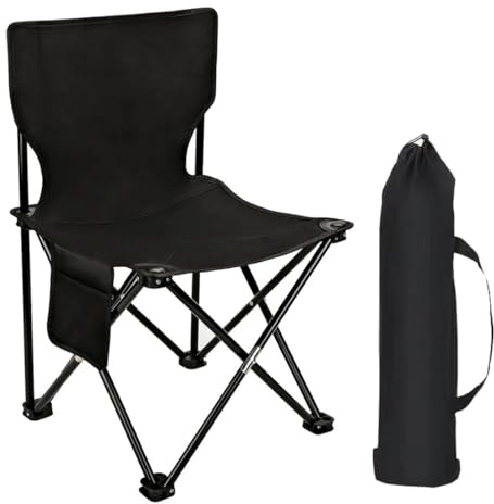 Sedia da campeggio pieghevole ultraleggera coldchill, Nero, 43 x 30 x 9 cm, per pesca, escursionismo, picnic, campeggio, viaggi, spiaggia, prato, concerti, ergonomica, impilabile