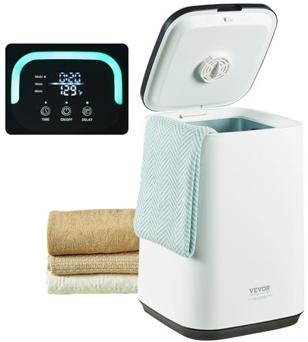 VEVOR Calentador de Toallas 20 L con Pantalla LED y Luz Indicadora en Forma de U Calentador de Toallas Inteligente con Temporizador Ajustable para Baño, Manta, Pijama, Apagado Automático, Blanco