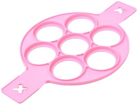 GXGM Molde de Silicona para Huevos Fritos, Ahorre Tiempo de horneado, Molde para Galletas con Aislamiento, Plantilla para Hornear para Magdalenas de Huevo DIY, Redondo Rosa, 1 Pieza