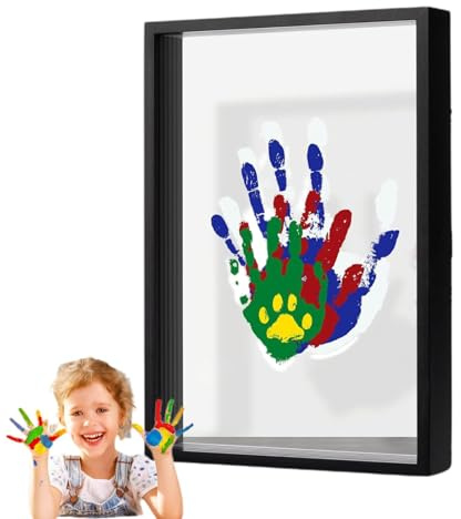 Set per la famiglia con impronte di mani, Set per ricordi con impronte di mani - Set per famiglie con impronte di mani | Kit cornice in legno, ricordo artigianale con impronte di mani, kit artigianale