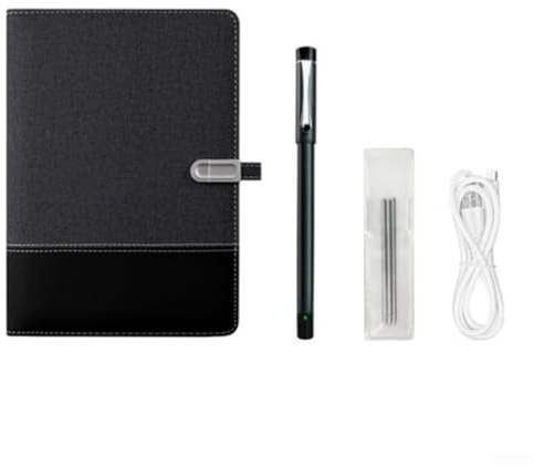 Sileduove Smart - Set di quaderni digitali con penna, scrittura in tempo reale, conversione, sincronizzazione, compatibile con schermo LCD, 17,5 x 24 cm, nero (penna intelligente + carta)