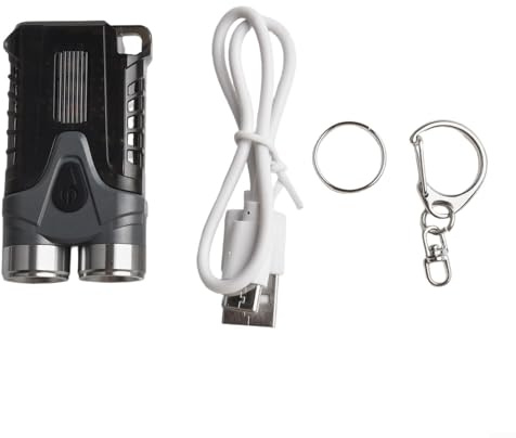 Linterna LED recargable con llavero, 7 modos, linterna compacta de polímero con luz lateral, lámpara de trabajo portátil impermeable para acampar al aire libre, marrón (gris)