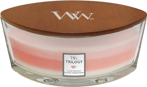 Woodwick Ellipse Trilogy Scented Candle with Crackling Wick - Island Getaway - Up to 50 Hours Burn Time