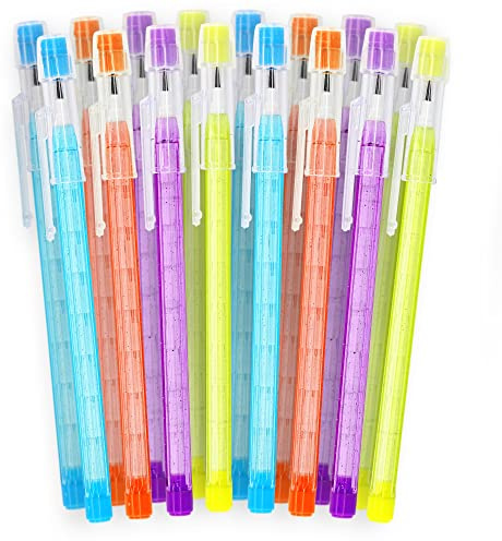 Emraw No 2 HB Translucent Pencils Multipoint Non-Sharpening Stackable Pencil with Matching Eraser (Pack of 16) - for Girls, Kids, Students, Teachers, Office