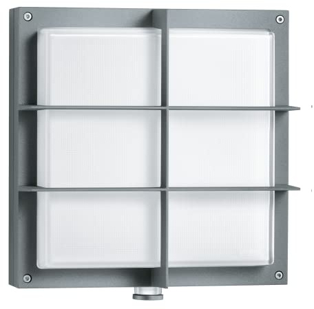 Steinel L 691 S Lámpara de pared para exteriores, en color antracita, con consumo de 8,5 W, sensor de movimiento de 360°, resistencia a los golpes, luz blanca cálida y rejilla protectora