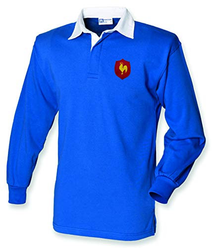 Super Lemon Frankreich Rugby-Top – Klassisches französisches Rugby-Shirt für Damen und Herren, Unisex-Langarm-Design, bequem und langlebig, perfekt für 6 Nationen, WM-Fans oder Freizeitkleidung, blau,