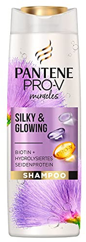 Pantene Pro-V Miracles Silk & Glowing Shampoo (250 ml), mit Biotin & hydrolysiertem Seidenprotein, stellt strohige und blonde Haare wieder her, Shampoo Damen