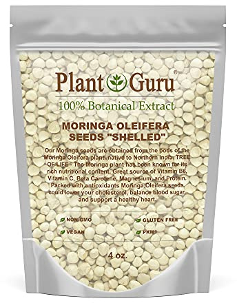 Moringa Seeds Kernel Shelled 4 oz. - Clean PKM1 Variety - Edible - Moringa Oleifera - Malunggay - Semillas De Moringa - Drumstick Tree - Non-GMO - 500 to 600 Seeds Approx.