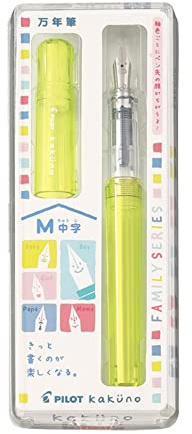 Pilot Fountain Pen Kakuno Family Series Kakuno Baby Clear Yellow Medium Point FKA-1SR-KBAY-M With Kanji LOVE Sticker, 5.15 x 0.59 x 0.78 in