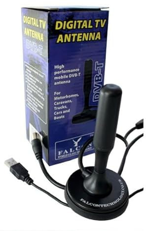Falcon Antenne DTV amplifiée portable magnétique pour caravanes et camping-cars (amplifiée)
