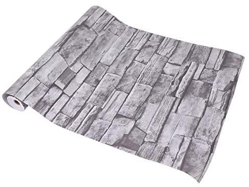 Eujgoov Carta da Parati in Mattoni, Impermeabile, Carta da Parati in Pietra Grigia Carta da Parati in Mattoni 3D Carta da Parati in Pietra con Raschietto Carta Autoadesiva per Pareti a