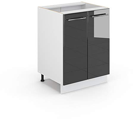 Vicco Midischrank Fame-Line, Anthrazit Hochglanz/Weiß, 60 x 81.6 cm ohne Arbeitsplatte