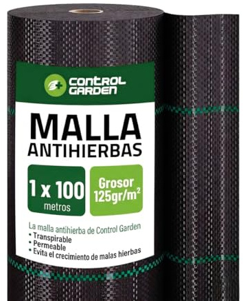 Control Garden Malla Antihierbas Grosor 1 x 100 m 105 gr | Malla Anti Malas Hierbas y Maleza para Jardín, Huerto, Cesped | Lona Antigerminante Transpirable, Permeable y Resistente
