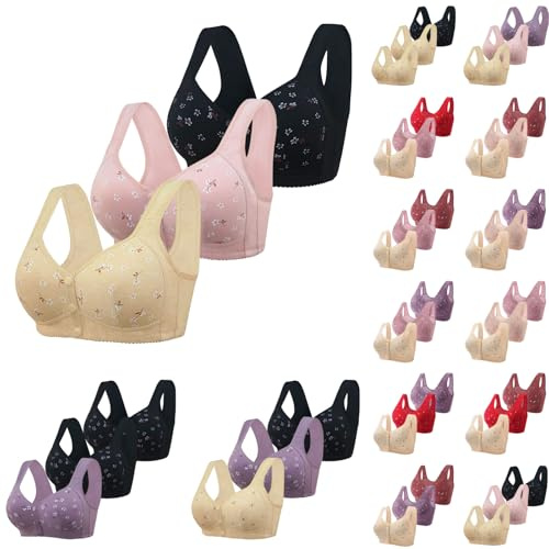Générique Lot De 3 Soutien-Gorge Ouvert Devant Sans Armature - Brassière Sport Soft BH Femme - Brassières Fitness Yoga Sleep Lingerie Pas Cher