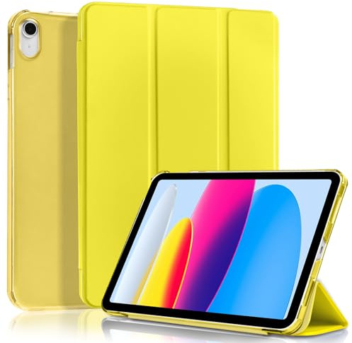 4UBonLife Funda para iPad (A16) 11ª Generación 2025 11 Pulgadas, iPad 10ª Generación 10,9 Pulgadas 2022, Cover Protectora, Carcasa Delgada Ligera con Cubierta Trasera Rígida Translúcida, Amarillo
