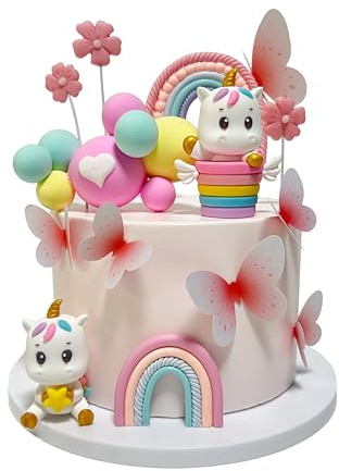 Unicorn Cake Toppers， Unicorn Cake Decoration Set for Girl Kid Women Birthday Party， Unicorn Theme Party Decoration