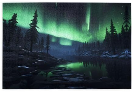Wooden Jigsaw Puzzle 1000 Pieces WZYWHJ Northern Lights Printed for Adults and Kids, Perfect for Family Fun, Stress Relief