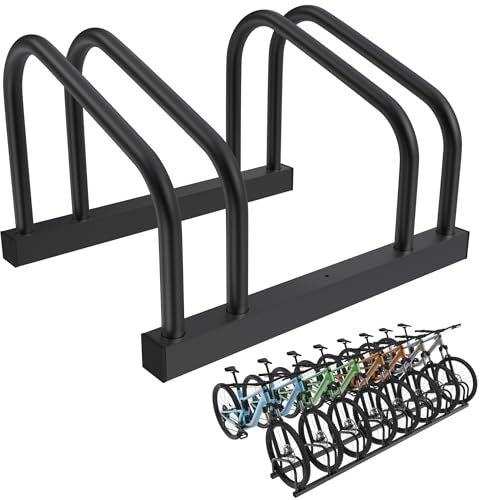 HENGMEI Cykelställ för 2 cyklar stål flera stativ hjulavstånd för 30–65 mm däckbredd strykparkering, cykelparker, golv, väggmontering, cykelhållare, svart