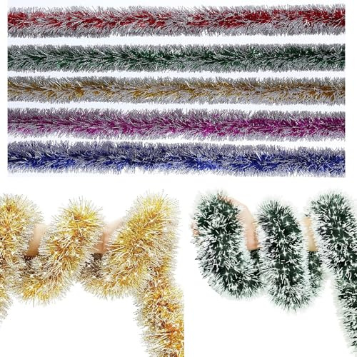 Ghirlanda di Natale Artificiale,Shibida 5PCS Ghirlanda di Abete Decorazione Natalizia, Festoni Natalizi,Festoni Albero di Natale,Decorazioni Natalizie Allaperto dellinterno per Camino,Scala,Finestre