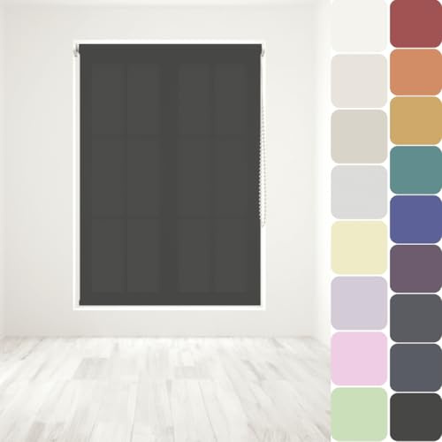 Straight Edge Dim-Out Roller Blind - Easy Fit Home Office - 180cm Width x 210cm Width Drop - Black