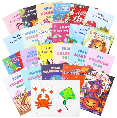 24 Livres de Coloriage pour Enfants, Mini Lot Livre Coloriage Enfants pour Fillers de Sacs de Fête, Cadeau Anniversaire, cadeaux à mettre dans les pochettes surprises, cadeaux pour les fêtes