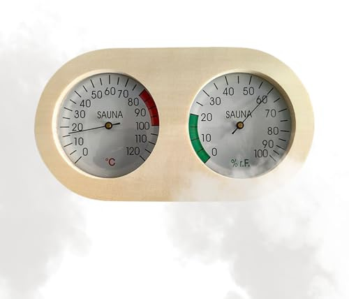 Monitor de Temperatura y Humedad - Medidor para Sauna y Hogar | Medidor Portátil de Madera Preciso y Fácil de Leer para Dormitorio Jardín Baño Sótano Casa Garaje Apartamento