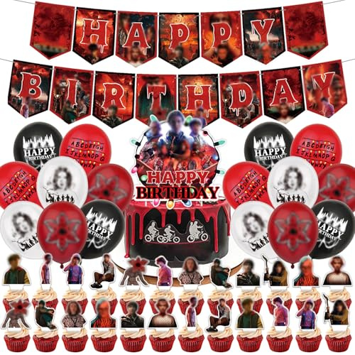 42 PCS Kit Compleanno Strager Thigs Bambini, Palloncini Decorazioni