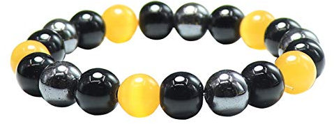 Bracelet Triple Protection Oeil de tigre perles en hématite et obsidienne noire de l'UEUC