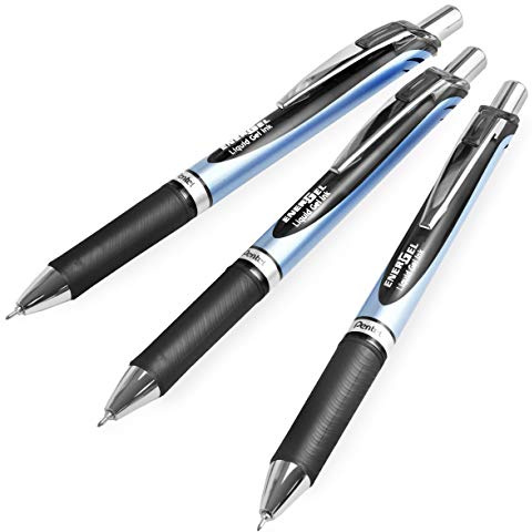 Pentel Energel BLN75 - Penna roller retrattile con inchiostro gel, 0,5 mm, confezione da 3, colore: Nero