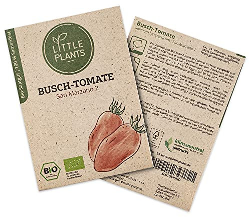 Little Plants BIO Tomatensamen San Marzano, 15 Tomaten Samen, hohe Keimrate, 100% Natürlich, BIO Samen Buschtomate für Gemüsegarten Tomaten Hochbeet – BIO Tomate Samen Nachhaltig