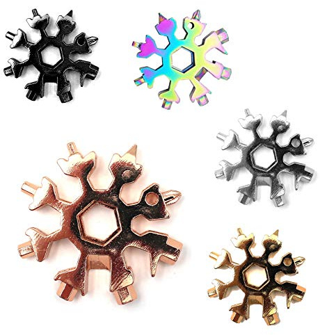 18 in 1 Multifunktionswerkzeug aus Edelstahl, Schneeflocken Multifunktionstool, Multitool, kompaktes Werkzeug zum mitnehmen (Roségold)