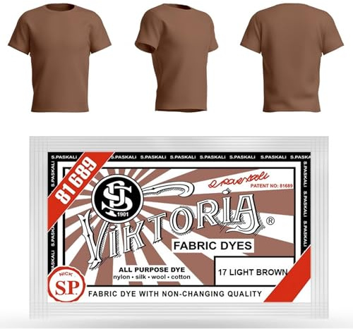 HOPS Viktoria Textile Paint (17 Light Brown, 10g) - Machine Washable, Fabric Dye, 59 Colors, Dyes Cotton, Linen, Silk, Wool, Viscose, Nylon, Combine, Satin, Wood and Plastic