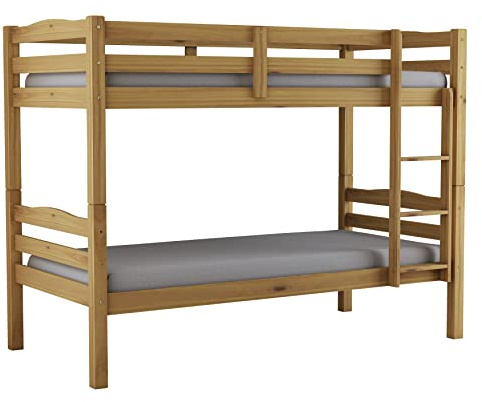 Arredo Stock Letto a castello in legno di pino massello utilizzabile come due letti singoli, 90x190x150 cm (Legno)