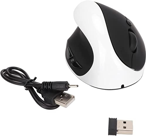 VARAKA Mouse verticale wireless 2.4G per mancini, mouse ergonomico per mancini, mouse ottico ricaricabile wireless con adattatore USB, DPI regolabile, per laptop/PC/tablet