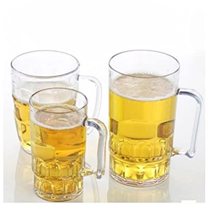 esmen Wine Glasses 370ml 630ml 790ml Beer Glass Acrylic Beer Cup Large Beer Cup Plastic Drinks Cups Coffee Water Mug Barware Tankard with Handle Glass Cup