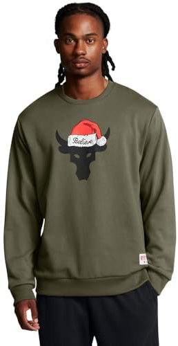 Under Armour Men's Project Rock Red One Believe Crew Neck Sweatshirt, (390) Marine OD Green / / White, XX-Large