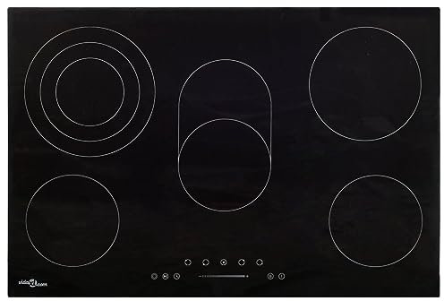 SKM Placa de cocina de cerámica con 5 zonas y controles táctiles, 90 cm, 8500 W, para casa y jardín, cocina y comedor (14,58 kg)