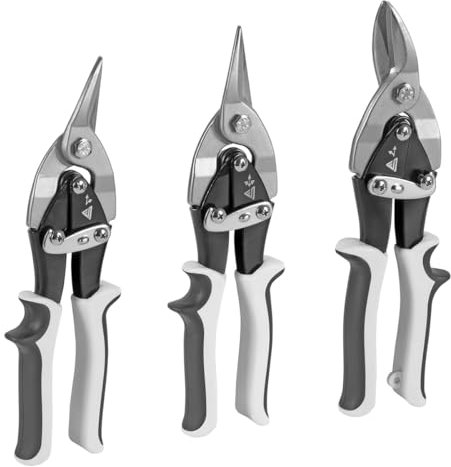 STAHLWERK Blechschere 3er Set gerader, linker und rechter Schnitt Profi-Metallschere | Blechschneider | Metallschneider zum professionellen Schneiden von Metallblechen