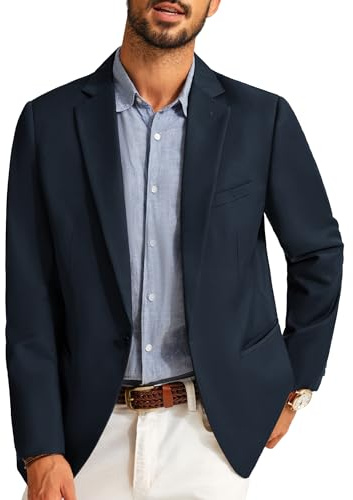 PJ PAUL JONES Blazers para hombre, chaquetas casuales de tweed, chaquetas deportivas, chaquetas de traje inteligente, talla L, azul marino, azul marino, L