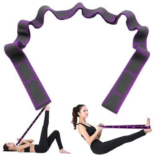 JEYORZY 1 Pièces Bande Élastique Yoga, Bande Elastique Musculation, Bande Elastique Fitness avec 9 Boucles, Étirement des Bandes de Résistance, Sangle d'exercice Élastique pour Latine Yoga Pilates