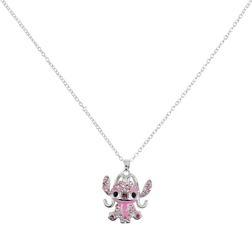 Disney Lilo & Stitch Angel Cartoon Sparkling Stone Set Pendant Adjustable Necklace Gifts for Girls, Best Friend, Women