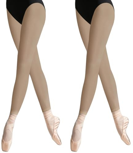 Qwrqwr Collant da danza per bambine, collant sottili per danza, collant per bambini, perfetti per ginnastica, sport e balletto, color carne, 46