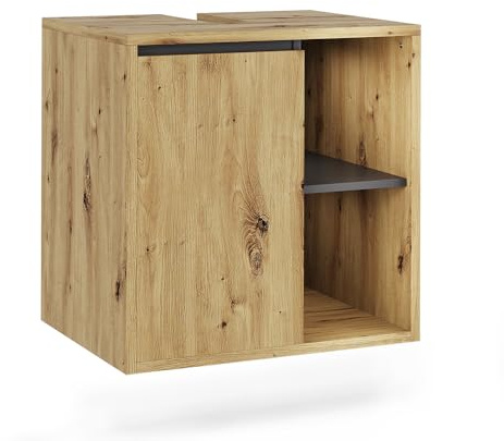 Vicco Mueble bajo Lavabo Viola, Artesano/Gris, 60 x 60 cm con estantes Abiertos, Apto para Montaje bajo lavabos estándar