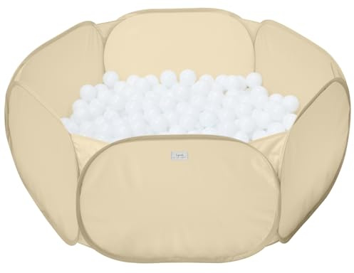 3 Sprouts Kids Ball Pit – Pop-Up Indoor Outdoor Ball Pits for Toddlers – Large Foldable Ballpit Pool - Active Play for Baby Babies Small Toddler Kid (Balls Not Included) (Beige)
