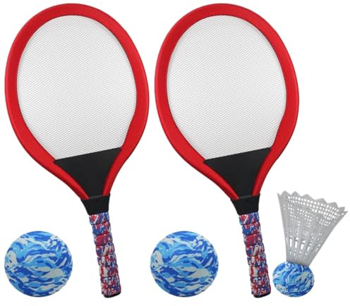 Lesunbak Raqueta de bádminton para niños, raquetas de tenis para deportes al aire libre, 1 par de equipos interactivos para padres e hijos con volante para niños, niñas, principiantes, escuela