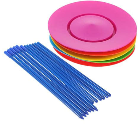 Milisten Set de 6 Assiettes Tournantes en Plastique Coloré pour Jonglage Équilibré et Améliorée, pour Spectacles Artistiques et Divertissements