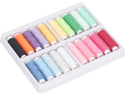 OEBUAFI 20 Färger Polyester Sytrådsspolar Set Förlindade Spolar för Handmaskinsömnad Gör-det-själv-hantverk Kläder Hem Resor Nödsituation (20 färger färgad uppsättning)
